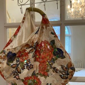 Floral Sequin Women's Bag boho so pretty light new button closure